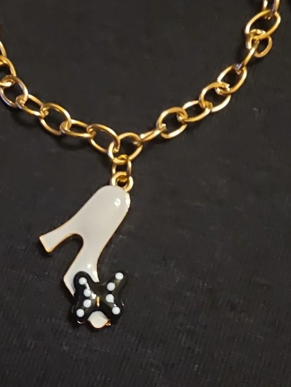 Gold-Tone Charm Bracelet with Floral, Heel & '5' Charms